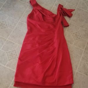 VERA WANG WHITE red side ruched  one shoulder NWOT Dress